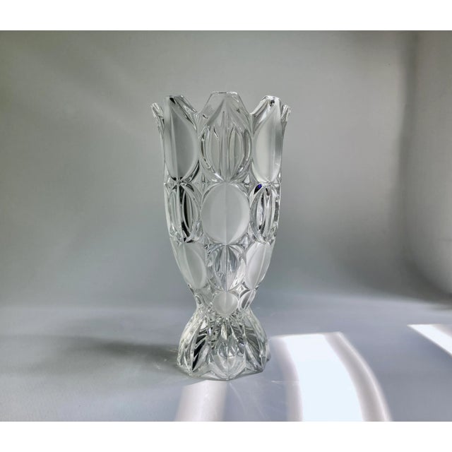 1980's Mikasa Frosted & Clear "Oval Dot" Pressed Glass Vase For Sale In New York - Image 6 of 13