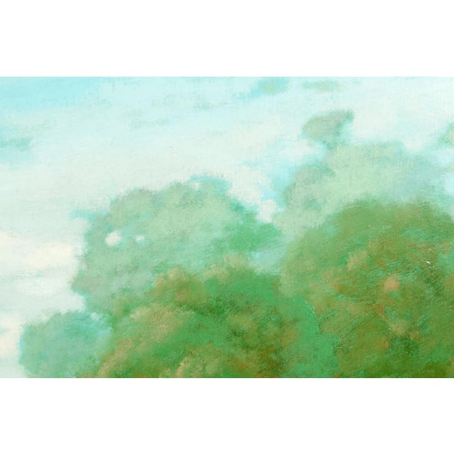 Large "Green Meadow" Giltwood Framed Oil / Canvas Painting For Sale In New York - Image 6 of 7