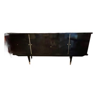 MCM Italian Art Deco Design Black Lacquered Sideboard For Sale