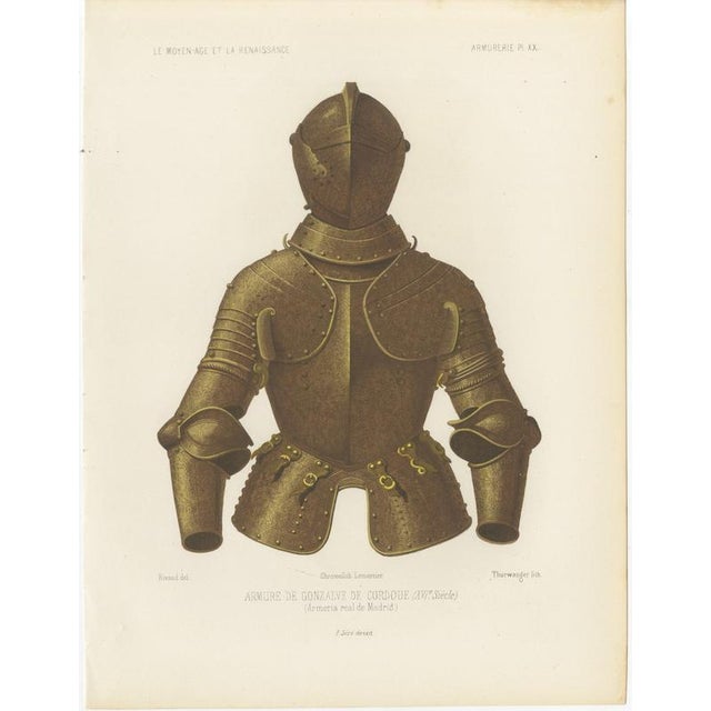 After Rivaud, Armor of Gonzalo De Córdoba, Madrid Armory, 1851, Chromolithograph For Sale - Image 3 of 9