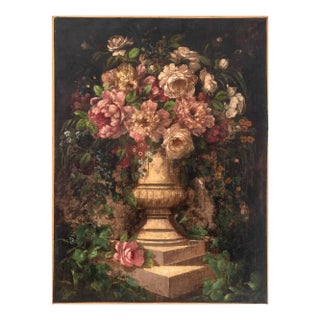 Italian Floral Still Life Oil on Canvas, 19th Century For Sale