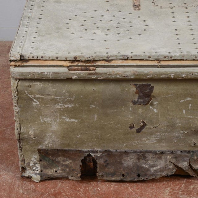 Antique Trunk in Wood, Metal, and Leather For Sale - Image 16 of 18