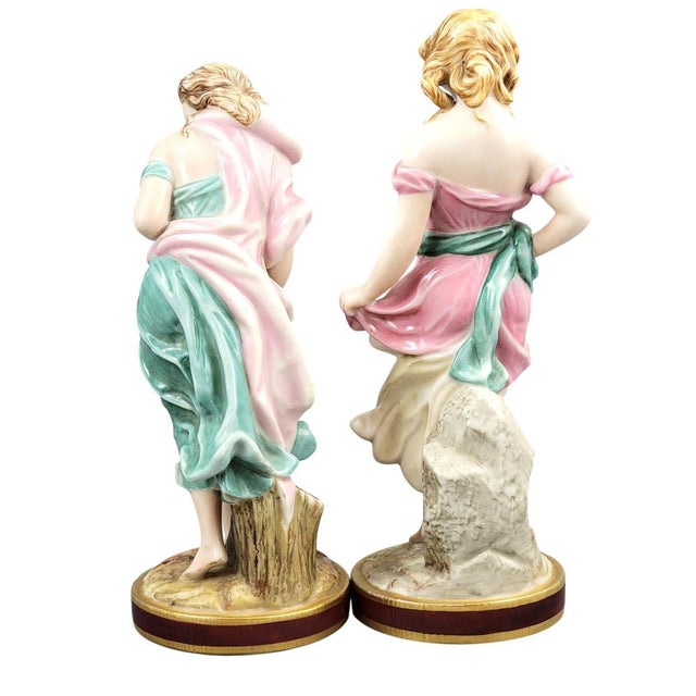 Porcelain Before the Wind & Against the Wind Figures by James Hadley for Royal Worcester, 1865-1878, Set of 2 For Sale - Image 4 of 10