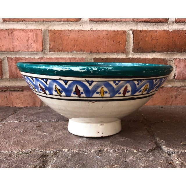 Vintage Moroccan Pottery Pedestal Bowl Chairish