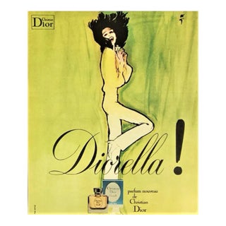 1972 French Vintage Dior Perfume Advertisement Print by Gruau For Sale
