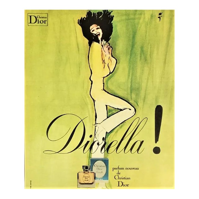 1972 French Vintage Dior Perfume Advertisement Print by Gruau For Sale