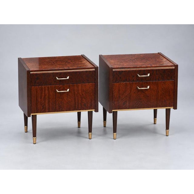 Metal Vintage Nightstands with Brass Details, Set of 2 For Sale - Image 7 of 8
