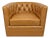 Retro Tufted Caramel Leather Swivel Chair For Sale