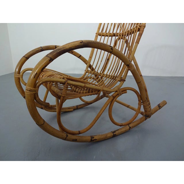 Mid-Century Italian Bamboo Rocking Chair, 1950s For Sale - Image 13 of 18
