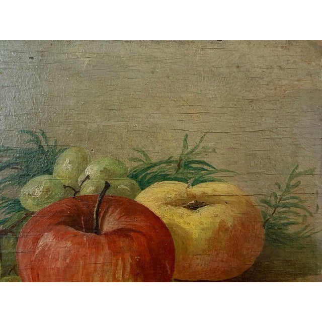 Wood Oil Painting Still Life With Apples For Sale - Image 7 of 12