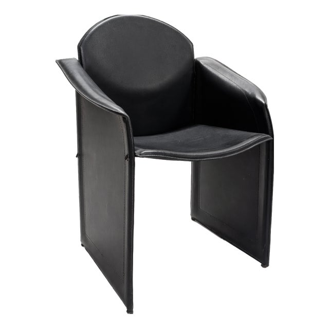 Vintage Black Leather Chair, 1980s For Sale