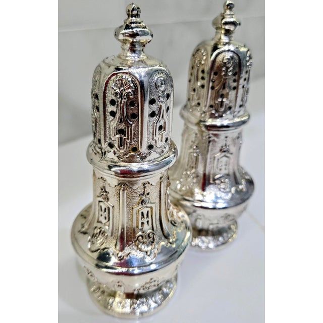 Mid 20th Century Vintage Japanese Silver-Plated Salt & Pepper Shakers by Corbell & Co., Pair For Sale - Image 5 of 12