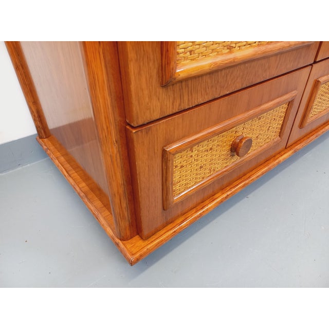 Vintage Maugrion Wardrobe in Woven Rattan and Wood from Roche Bobois, 1970s For Sale - Image 6 of 17