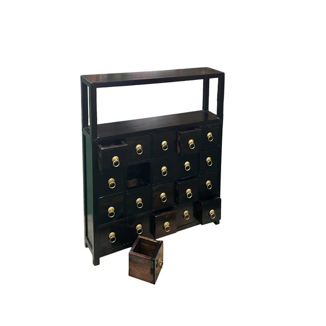 1980s Table Top Chest Open Display Shelf 20 Drawers Traditional Apothecary Cabinet For Sale - Image 5 of 10