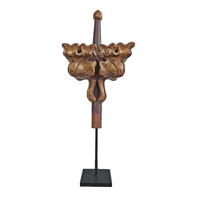 Polychromed Neo-Gothic Finial, Giltwood, Belgium, Circa 1800 For Sale