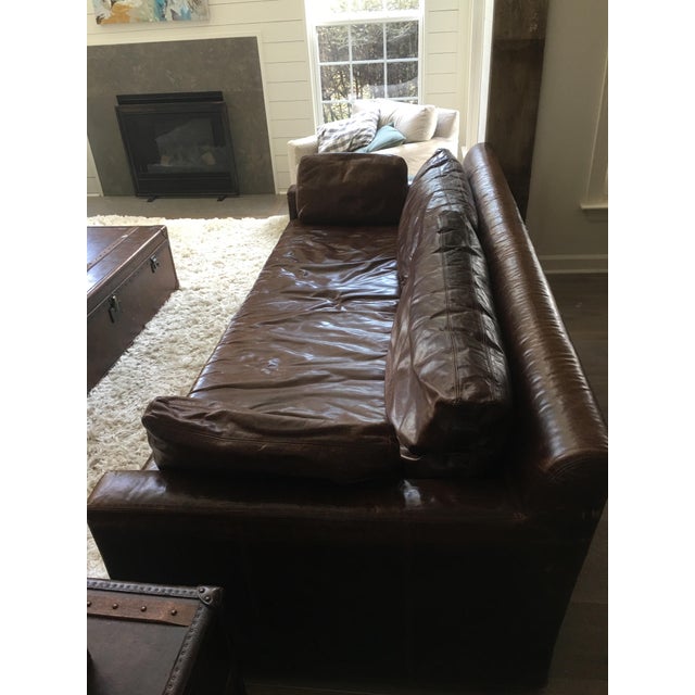 Restoration Hardware Belgian Track Arm Leather Sofa | Chairish
