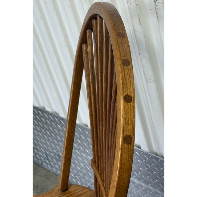 Brown Late 20th Century Edrich Mills Handcrafted Oak Spindle Back Windsor Dining Chairs - Set of 6 For Sale - Image 8 of 12