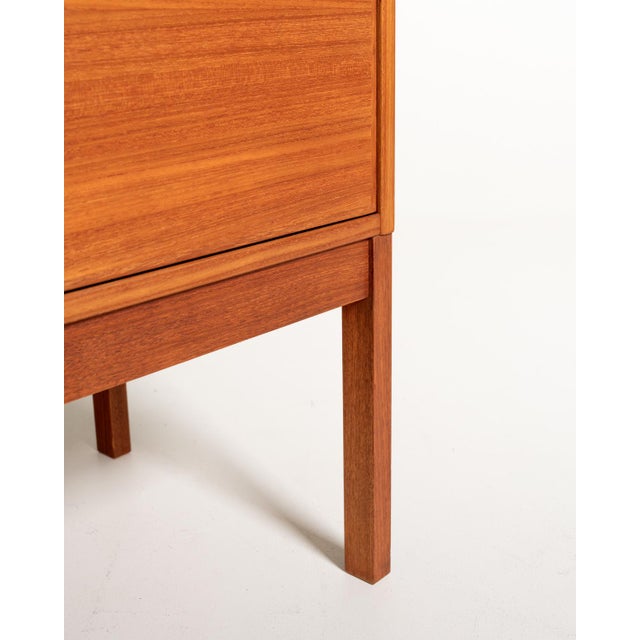 Wood Teak Bar Cabinet with Drop-Down Door, Scandinavia, 1960s For Sale - Image 7 of 12