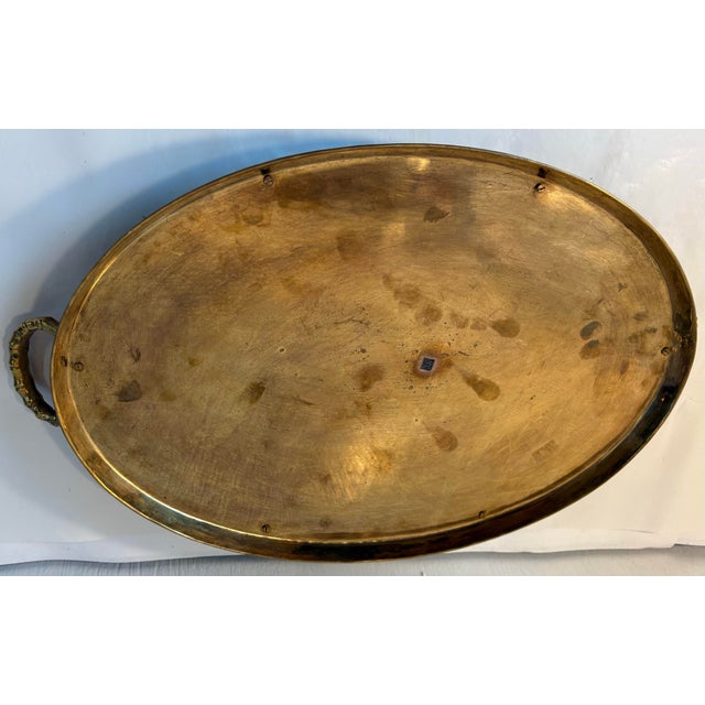 Mid 20th Century Vintage Brass Faux Bamboo Serving Tray For Sale - Image 5 of 5