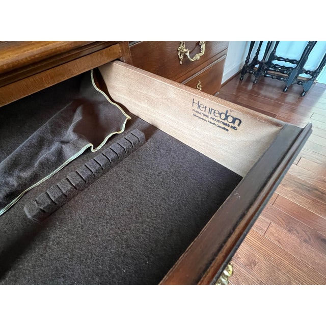 Late 20th Century Late 20th Century Henredon Georgian Style Rittenhouse Mahogany Breakfront China Cabinet For Sale - Image 5 of 12