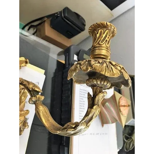 1990s 1990s Vintaged Finish European Gold Candle Sconces - a Pair For Sale - Image 5 of 9