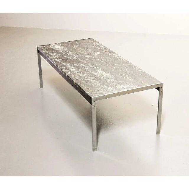 Artifort Black Marble and Brushed Steel Coffee Table by Kho Liangh for Artifort, 1960s For Sale - Image 4 of 17
