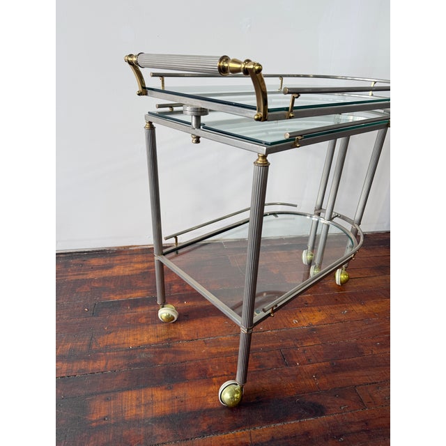 French Extending Bar Cart, Maison Jansen Manner, Mid-20th Century For Sale - Image 9 of 10