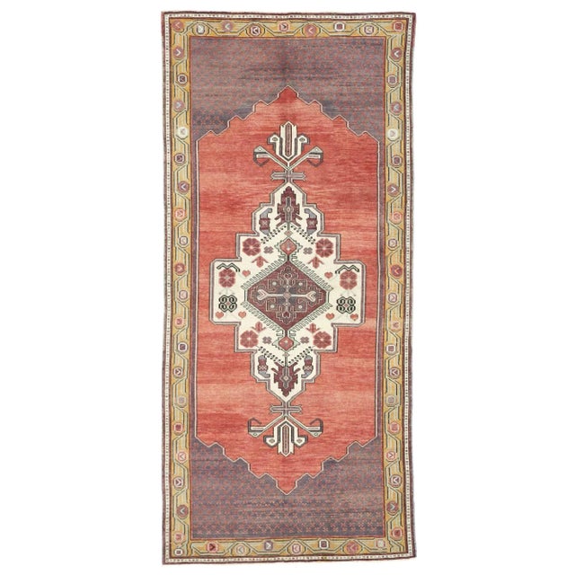Red Vintage Turkish Oushak Rug - 5'02 X 11'04 For Sale - Image 8 of 8