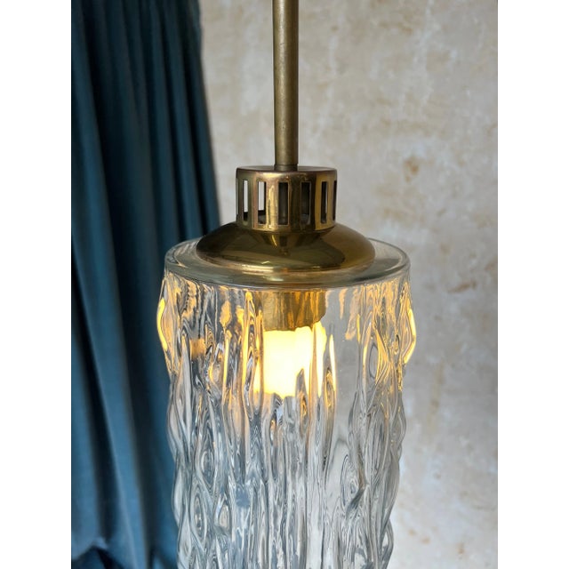 Metal French 1960s Glass and Brass Pendant For Sale - Image 7 of 12