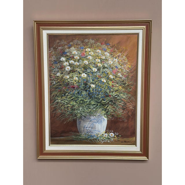 Jan Rhodin, Summer Flowers in a Pot, 1950s, Oil on Panel, Framed For Sale - Image 12 of 17