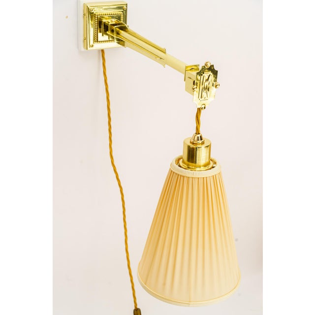 Art Deco Adjustable Wall Lamps with Fabric Shades, Vienna, 1920s, Set of 2 For Sale - Image 11 of 18