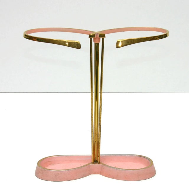 Mid-Century Symmetrical Umbrella Stand in Gold & Pink, 1950s For Sale - Image 4 of 8