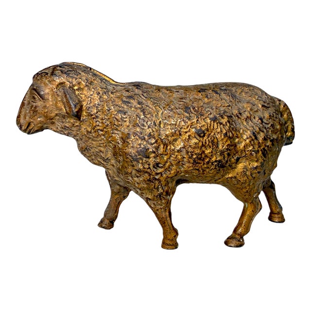 Antique Early 1900's Original Hubley Cast Iron Sheep Lamb Still Coin Bank For Sale
