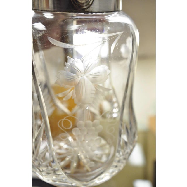 Antique Victorian German Silver Plated Cut Crystal Glass Lemonade Water Pitcher For Sale - Image 12 of 12
