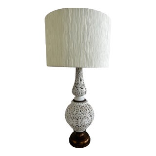 1960s Vintage Ceramic Lamp With Shade For Sale
