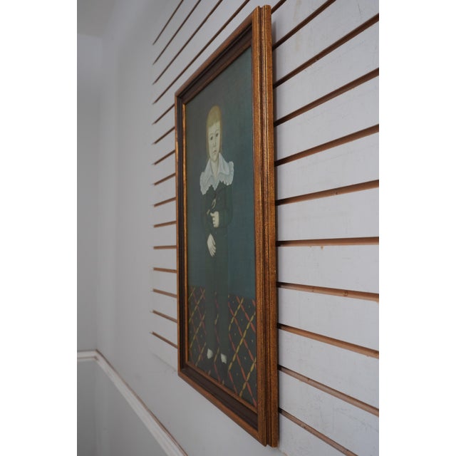 1990s John Brewster Boy With Finch Reproduction Painting on Canvas For Sale - Image 5 of 11