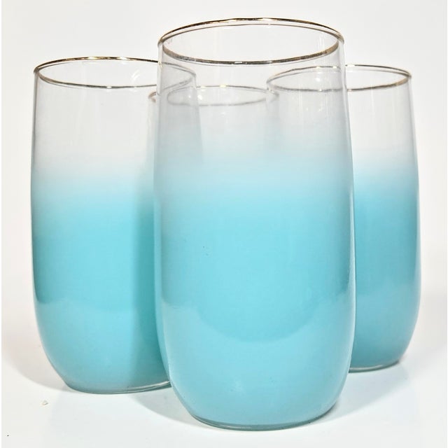 Mid 20th Century Turquoise Blendo Glasses - Set of Four For Sale - Image 5 of 9