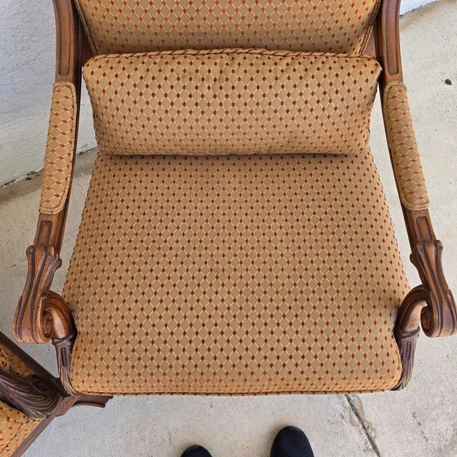 Ethan Allen Regency Style Bergere Lounge Armchairs Pair For Sale - Image 9 of 18