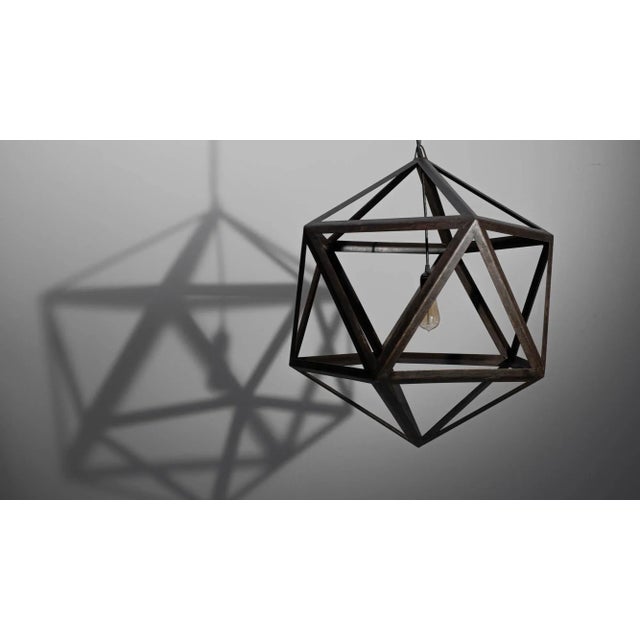 Metal Industrial Prototype Icosahedron Pendant Light For Sale - Image 7 of 8