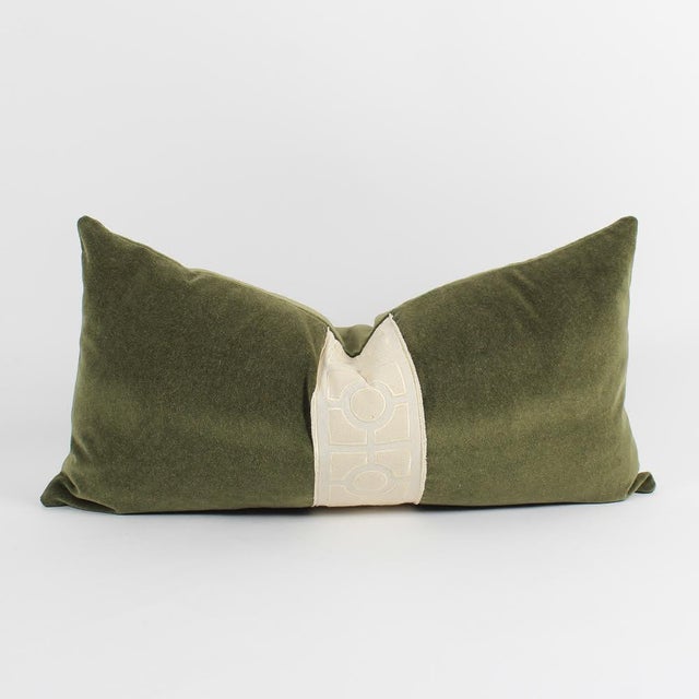Olive Green Mohair Fretwork Lumbar Pillow Chairish