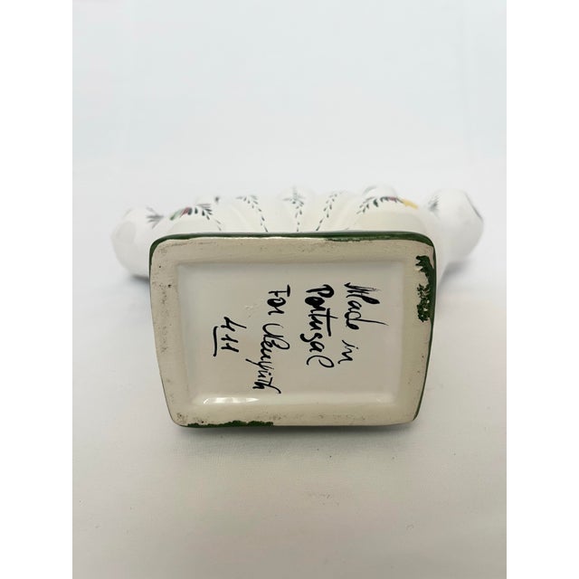 White Vintage Portuguese Five-Finger Majolica Bud Vase For Sale - Image 8 of 8