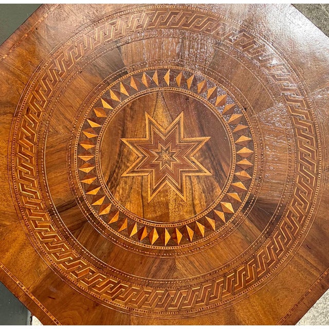 Vintage Marquetry Octagonal Wood Table For Sale - Image 13 of 18