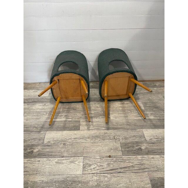 Green Vintage Lollypop Chairs in Green Upholstery by Antonin Suman, 1960, Set of 2 For Sale - Image 8 of 9