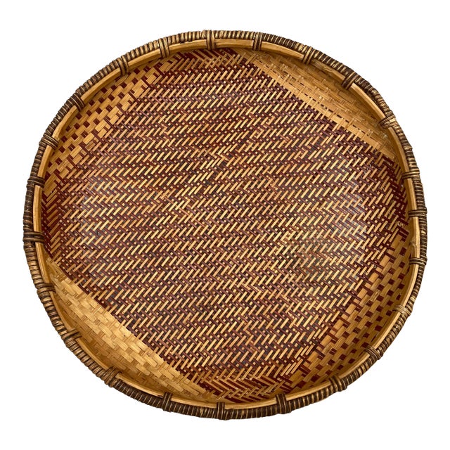 1960s Vintage Shallow Winnowing Basket For Sale
