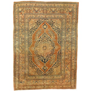 Late 19th Century Antique Tabriz Hajjalili Rug - 4′1″ × 5′6″ For Sale