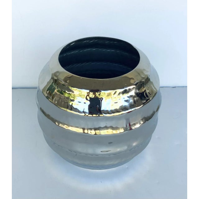 2020s Modern Hammered Nickel Pot For Sale - Image 5 of 5