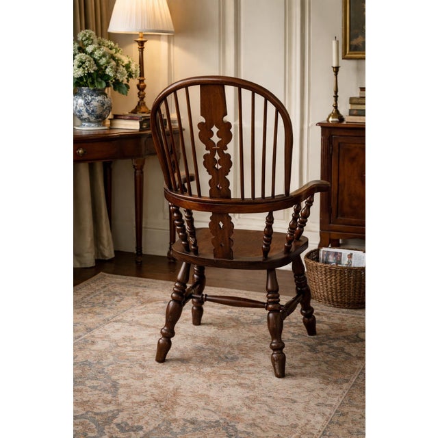 Chestnut Late 19th Century Windsor Armchair in the English Country Tradition With Huddersfield Yorkshire Provenance For Sale - Image 8 of 12