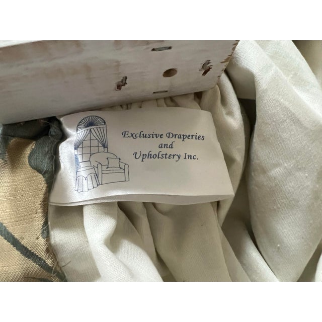 Textile 8 Panels Luxury Silk Taffeta Damask Drapery + Gilt Fluted Wood Rods For Sale - Image 7 of 9