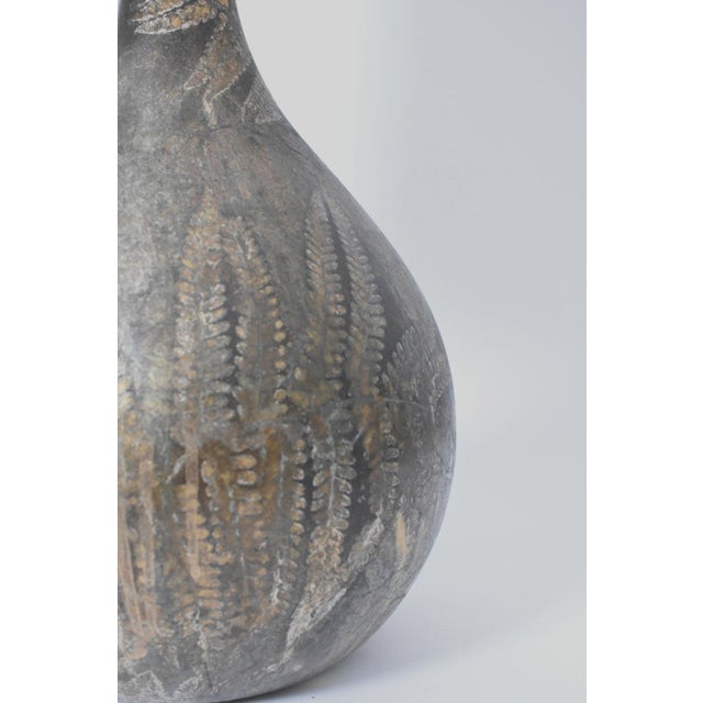 Foliage Pattern Painted Glass Lamp, 1960s For Sale - Image 4 of 5