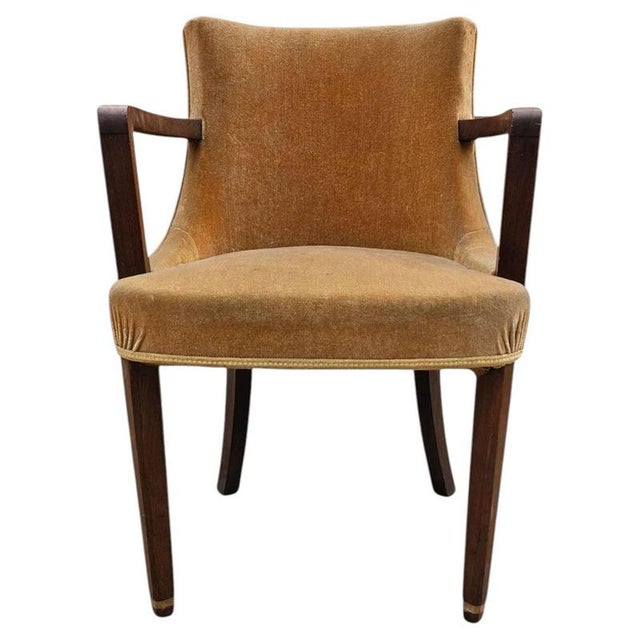 Art Deco British Velvet Salon Armchair, 1930 For Sale - Image 10 of 10